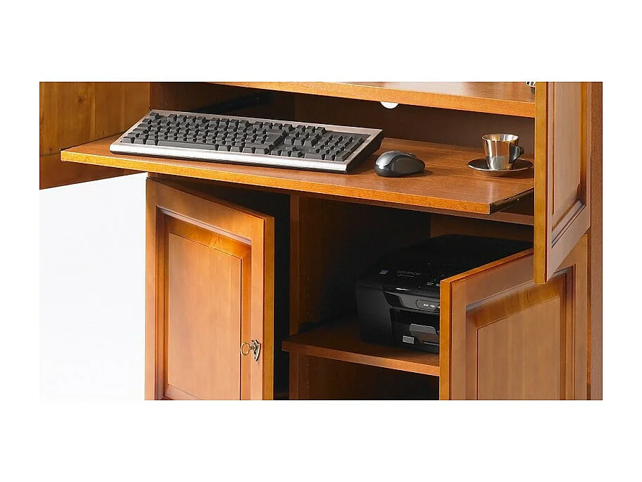 Armoire Informatique 4 Portes Merisier