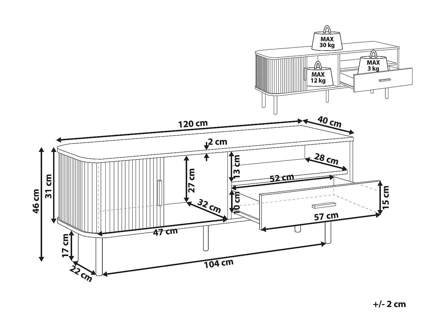 Meuble TV JOSE Marron foncé