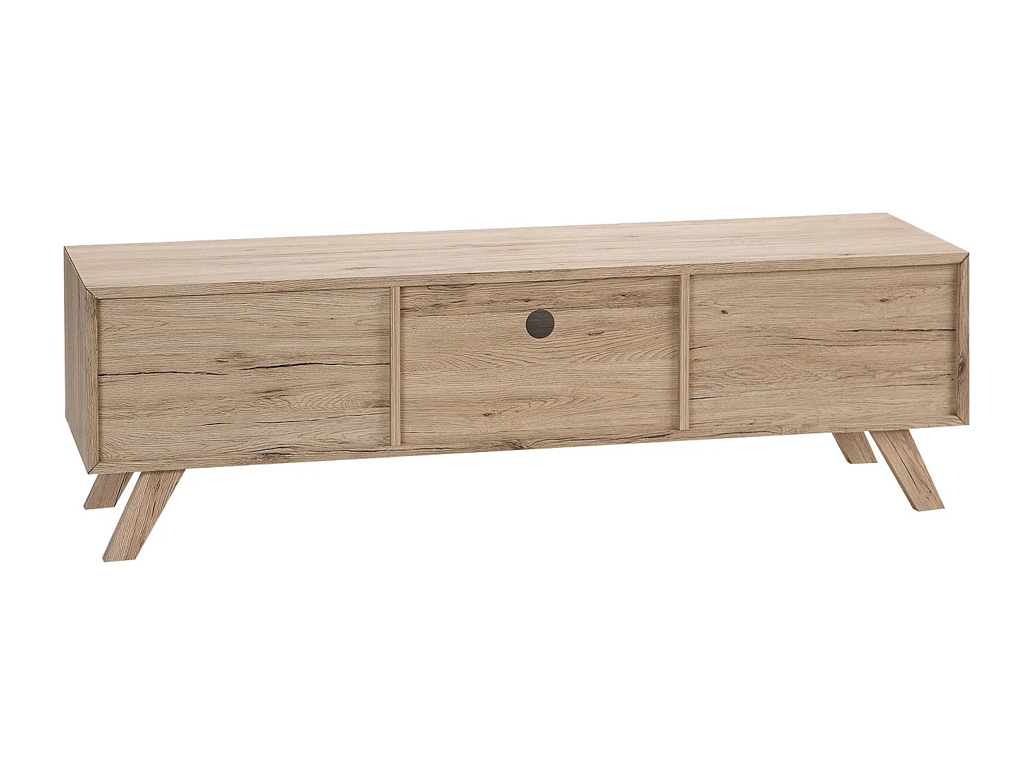 TV-Möbel weiß/heller Holzfarbton 2 Fächern Forester