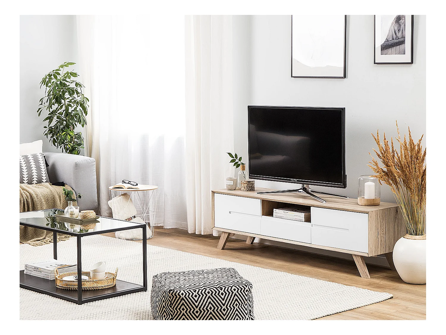 TV-meubel FORESTER Bruin/wit