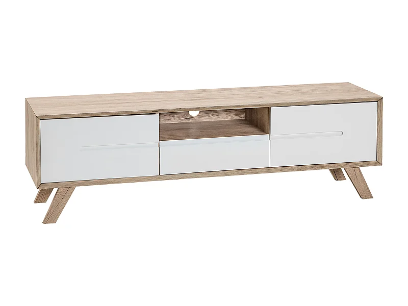 TV-Möbel weiß/heller Holzfarbton 2 Fächern Forester