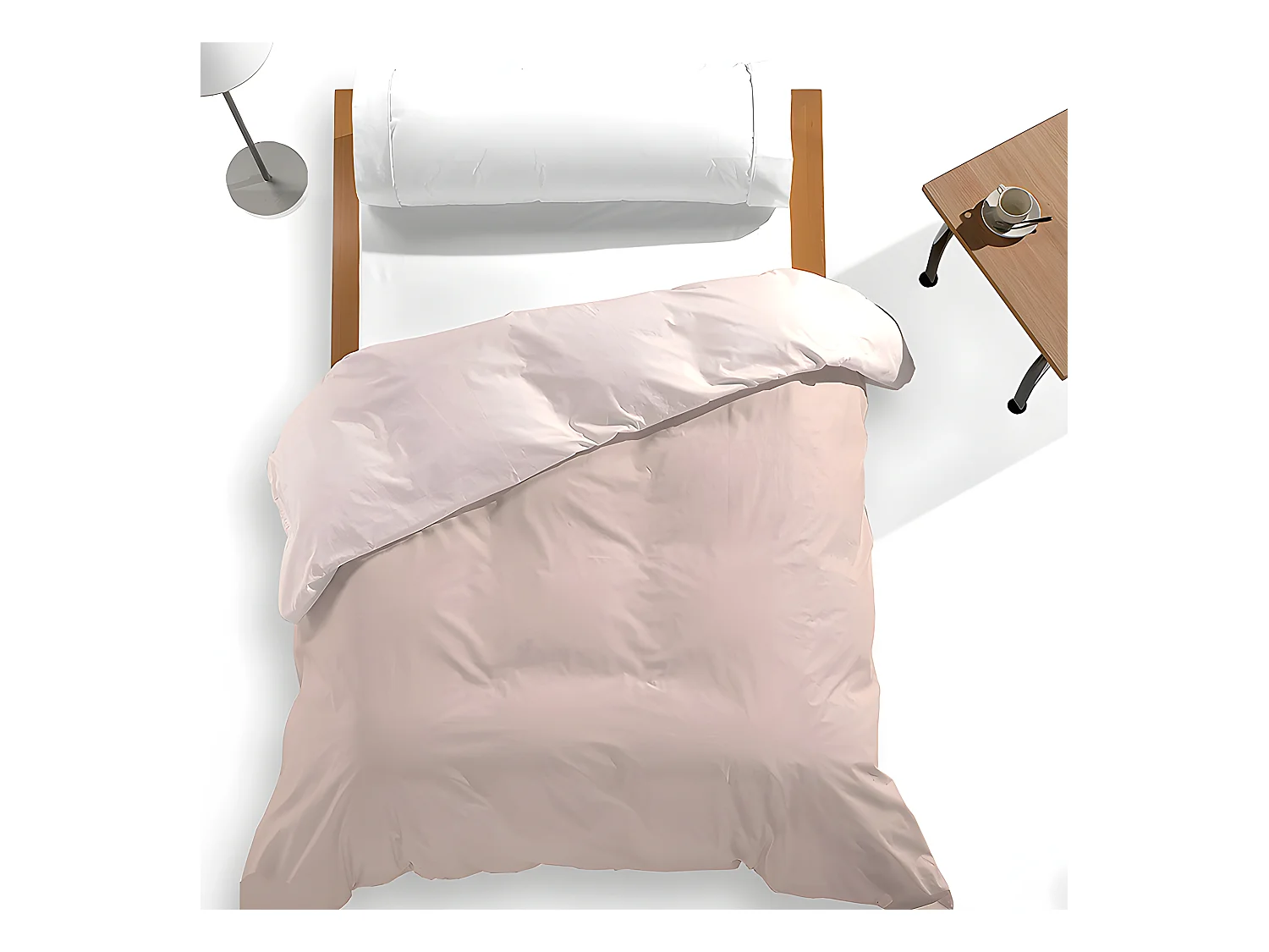 Housse de couette unie réversible en polyester et coton 150x220cm