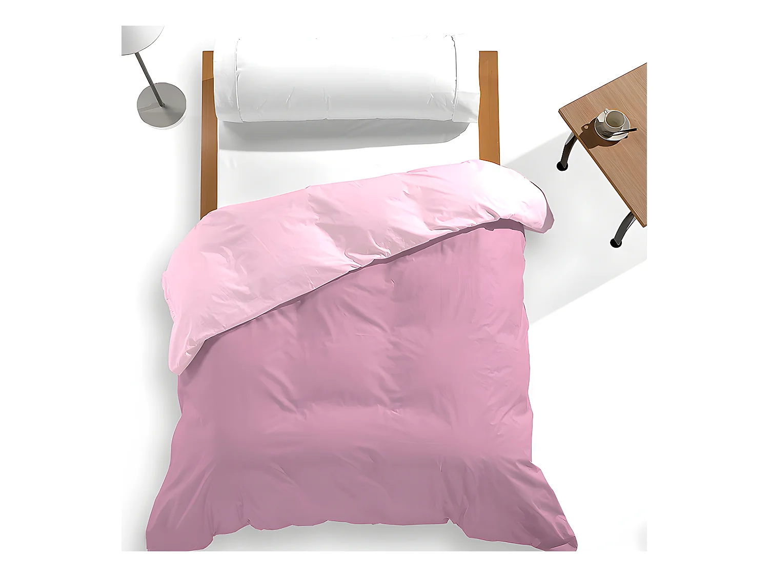 Housse de couette unie réversible en polyester et coton 260x240cm