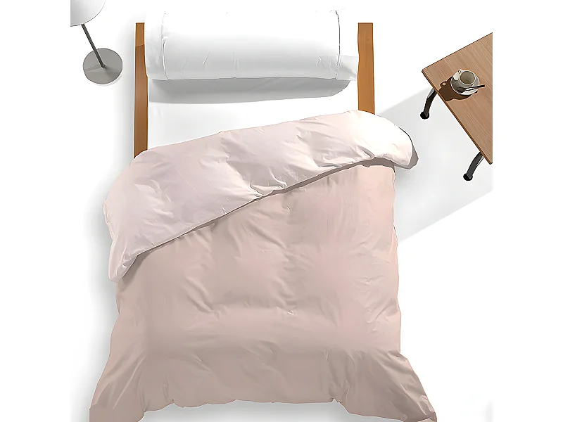 Housse de couette unie réversible en polyester et coton 260x240cm