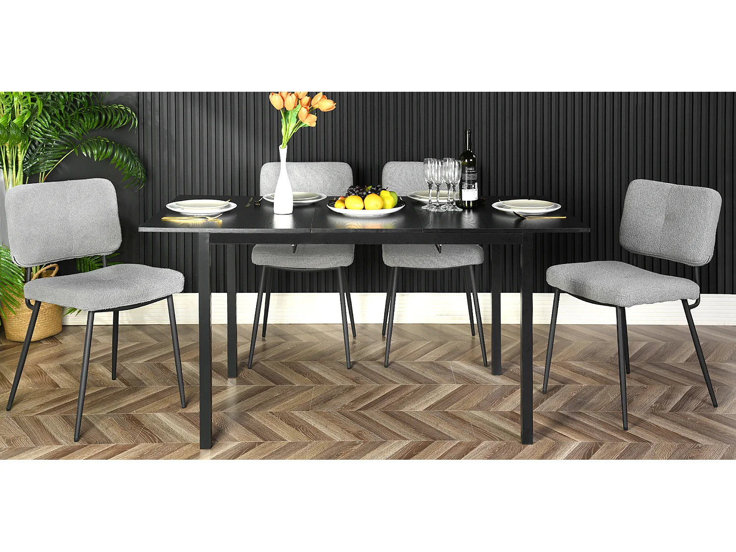 Table à manger extensible à allonge papillon intégrée,bari