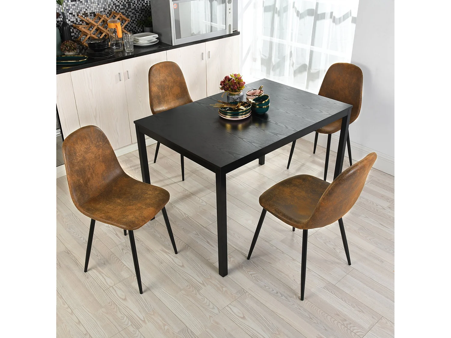 Table à manger extensible à allonge papillon intégrée,bari