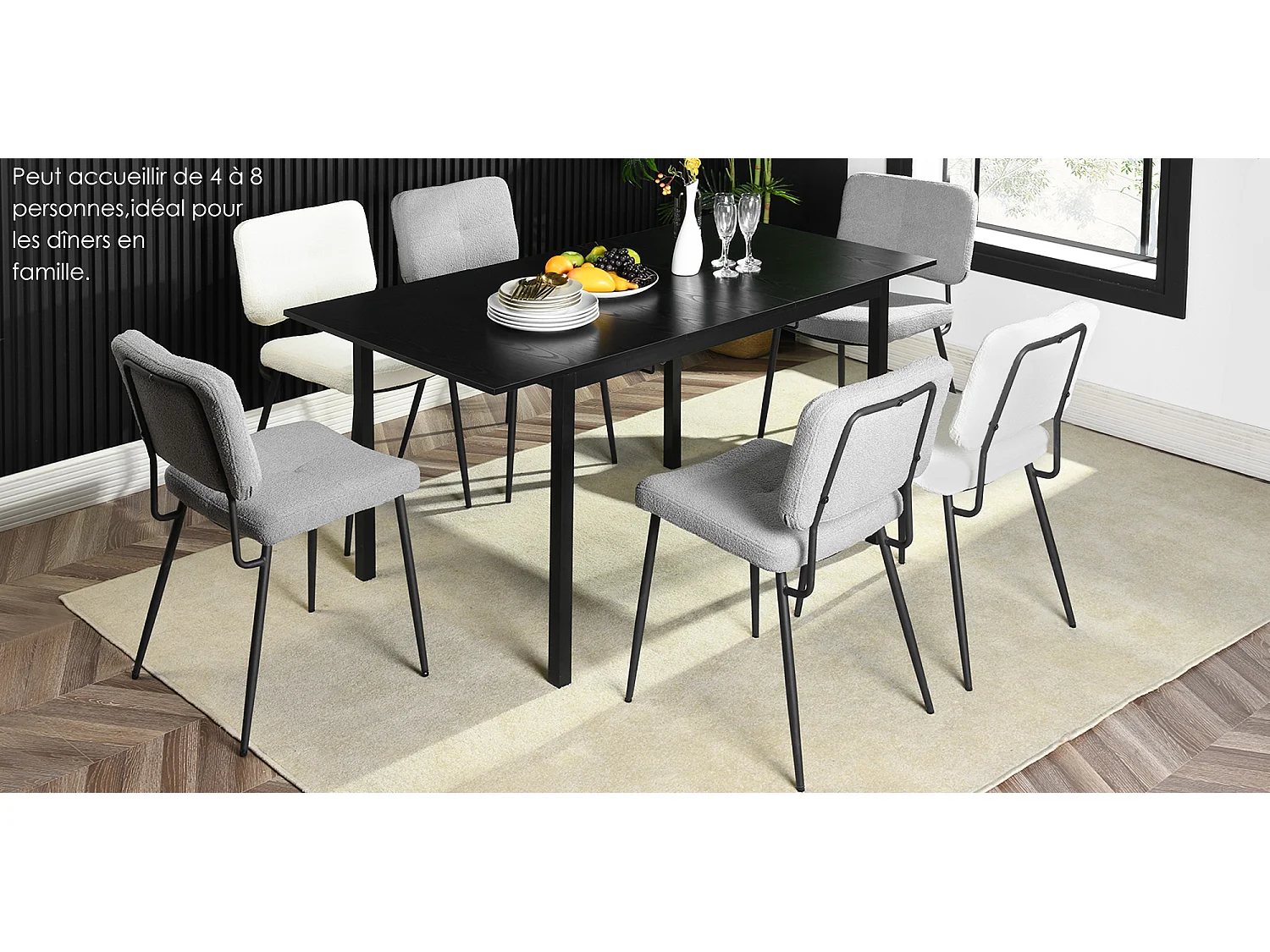 Table à manger extensible à allonge papillon intégrée,bari