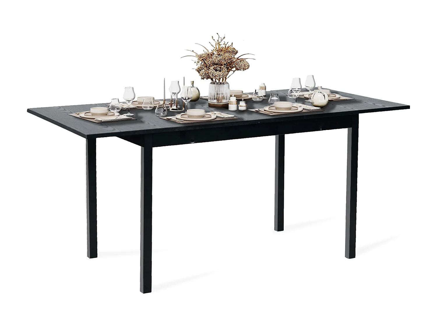 Table à manger extensible à allonge papillon intégrée,bari