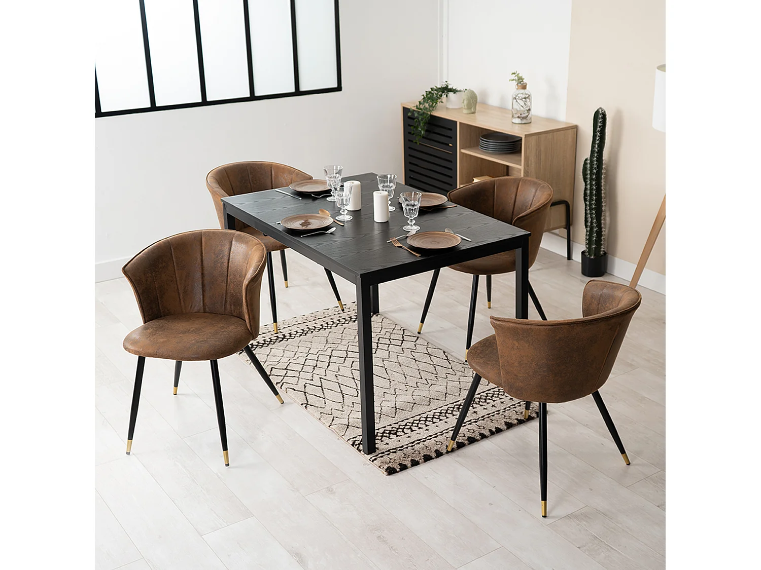 Table à manger extensible à allonge papillon intégrée,bari