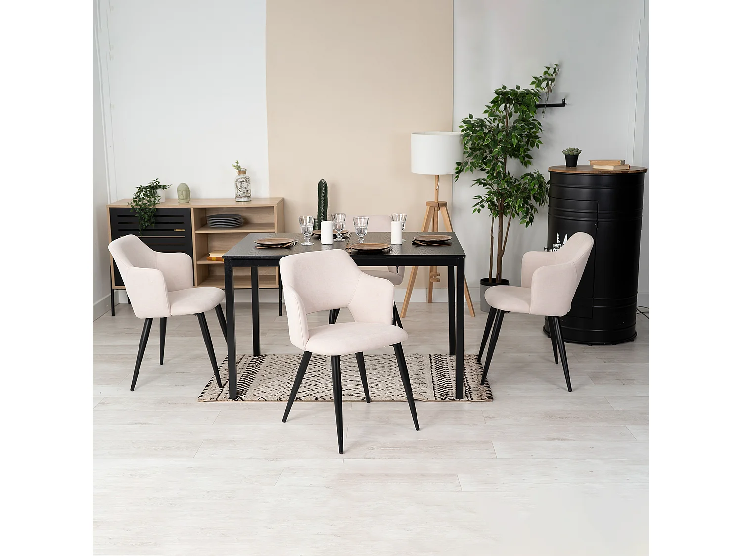 Table à manger extensible à allonge papillon intégrée,bari