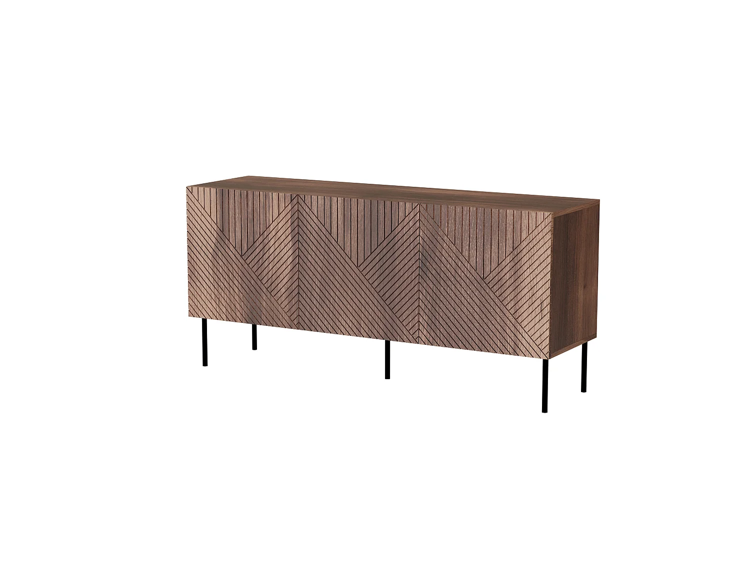 Commode NOCCIOLA 150 cm 3D façades fraisées Noyer Warmian