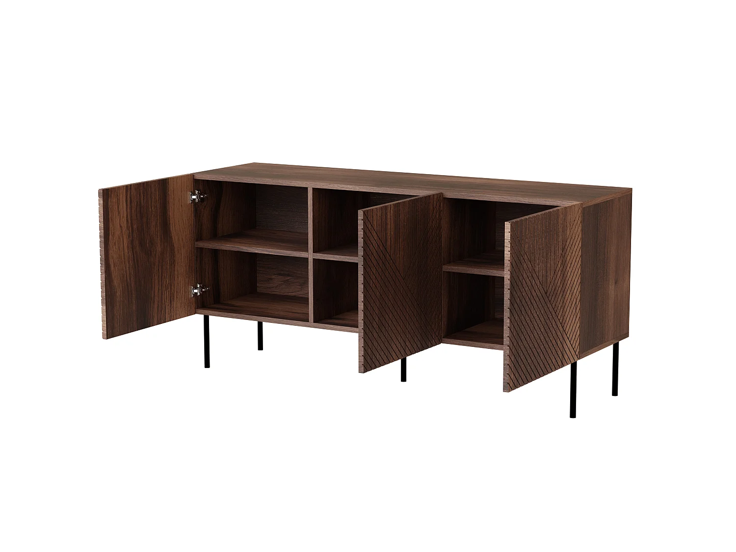 Commode NOCCIOLA 150 cm 3D façades fraisées Noyer Warmian