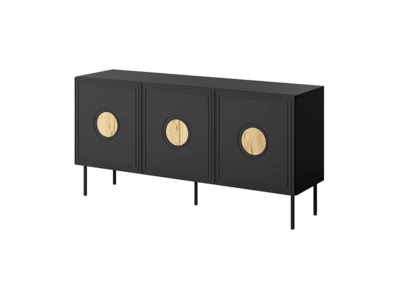 Kommode PALACE 150 cm 3D Schwarz matt / Craft Eiche