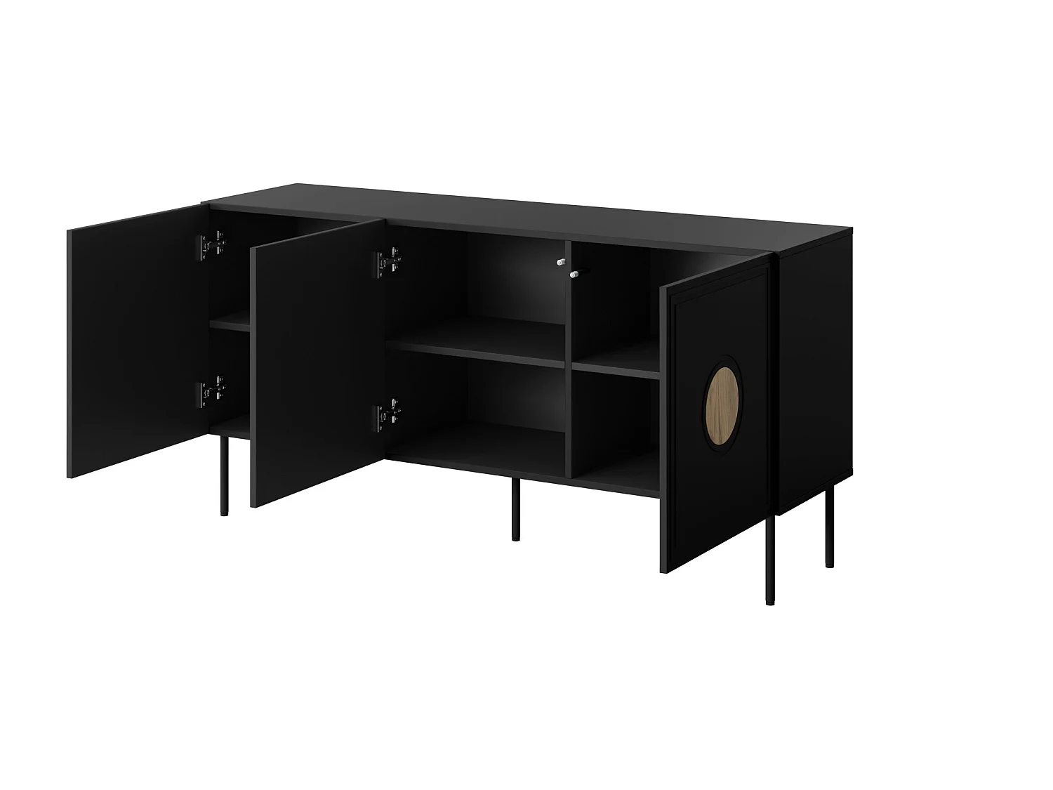 Commode PALACE 150 cm 3D noir mat / chêne craft