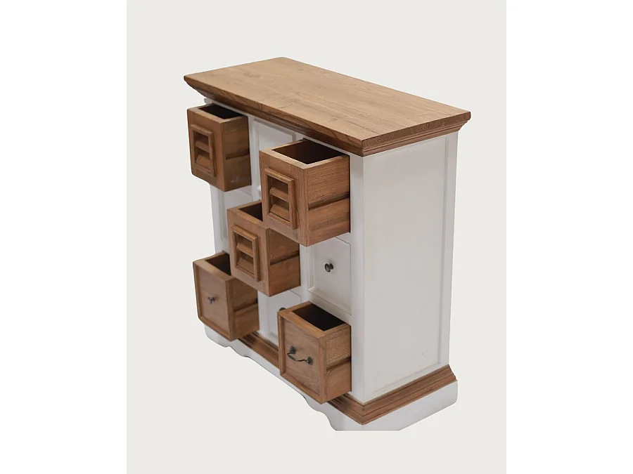 Inda - Petit buffet en Mindy massif blanc et naturel 80 cm