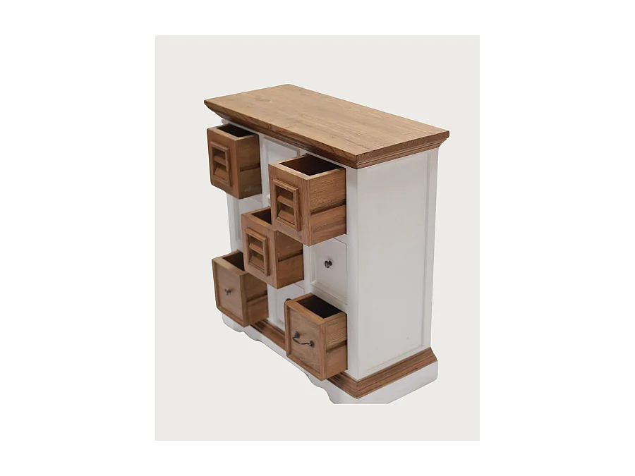 Inda - Petit buffet en Mindy massif blanc et naturel 80 cm