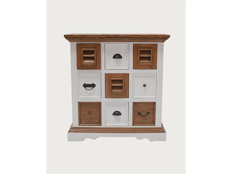 Inda - Petit buffet en Mindy massif blanc et naturel 80 cm