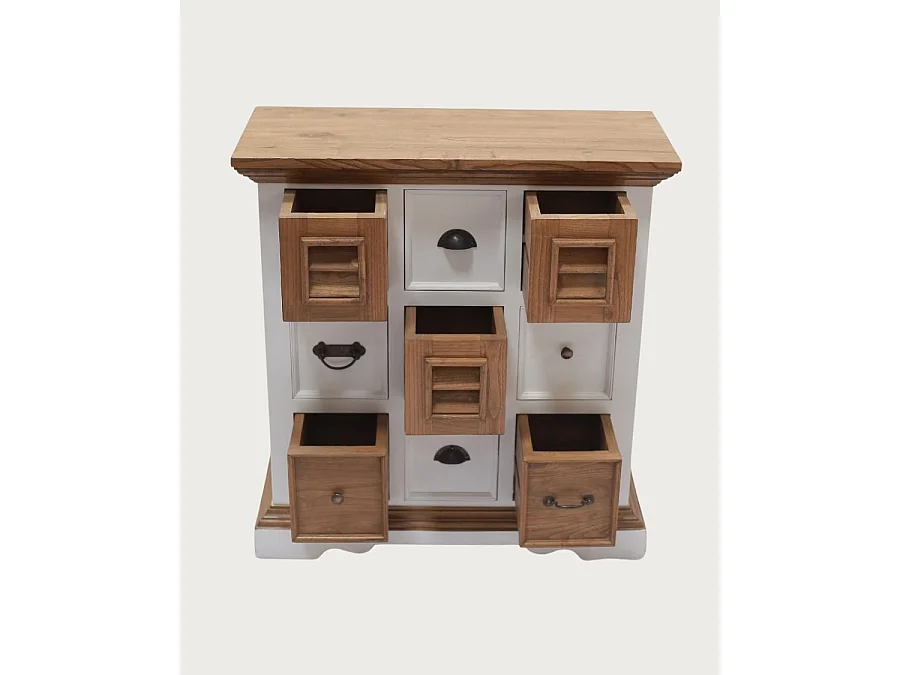 Inda - Petit buffet en Mindy massif blanc et naturel 80 cm