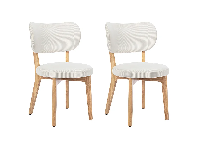 Stuhl 2er-Set - Cord & Kautschukholz - Weiß - TORIEL