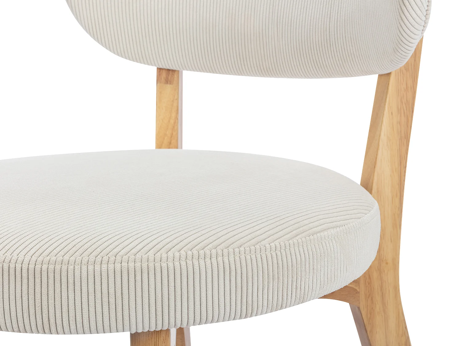 Set van 2 stoelen van ribfluweel en heveahout - Wit - TORIEL