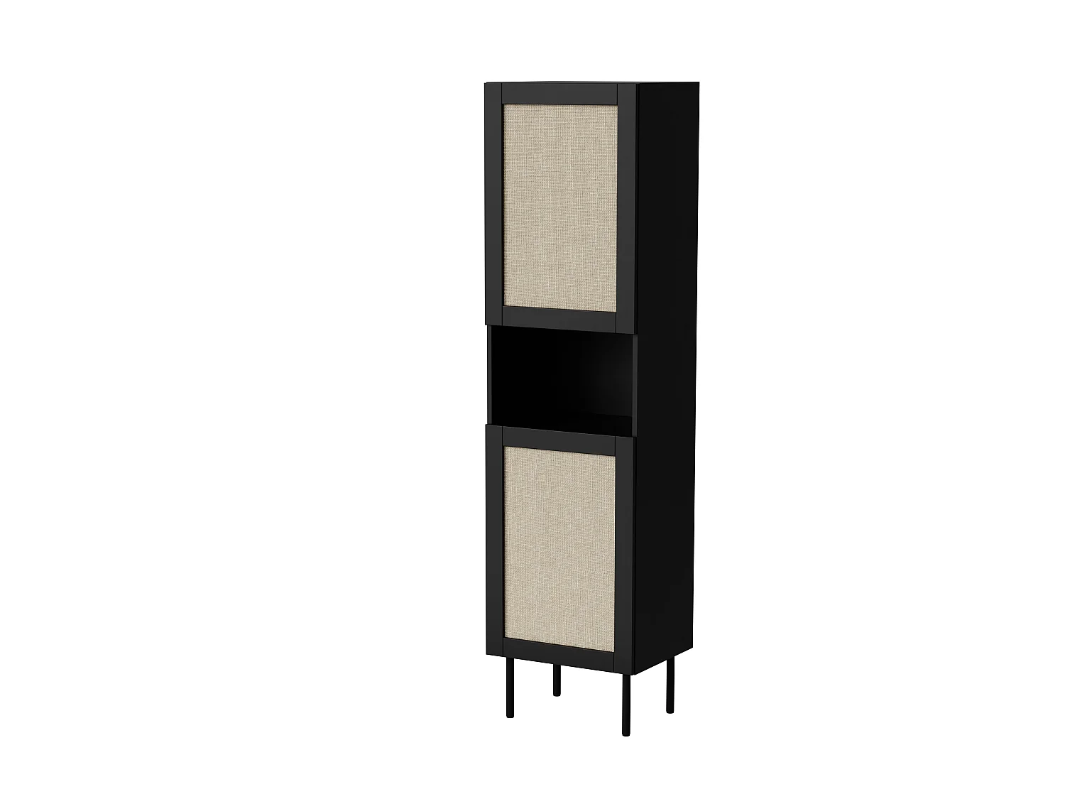 Vitrine YUCCA 50 cm 2D Noir mat / Rotin calabria