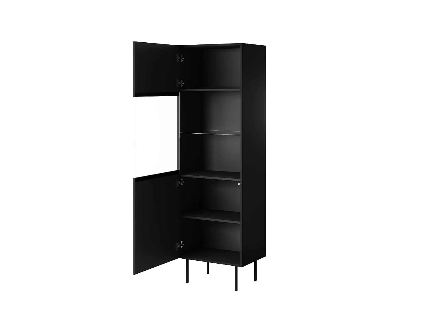 Vitrine PALACE 60 cm 1D noir mat / chêne craft