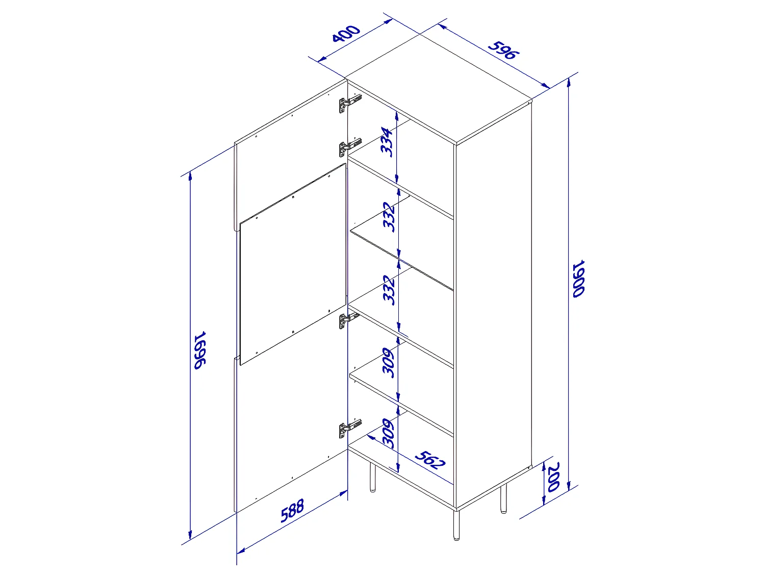 Vitrine PALACE 60 cm 1D noir mat / chêne craft