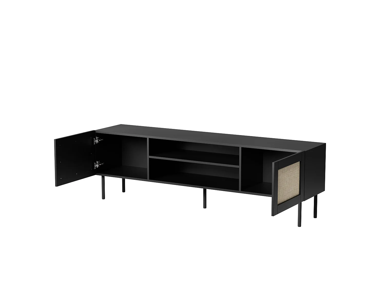 TV-meubel YUCCA 180 cm Zwart Mat / Calabria-rotan