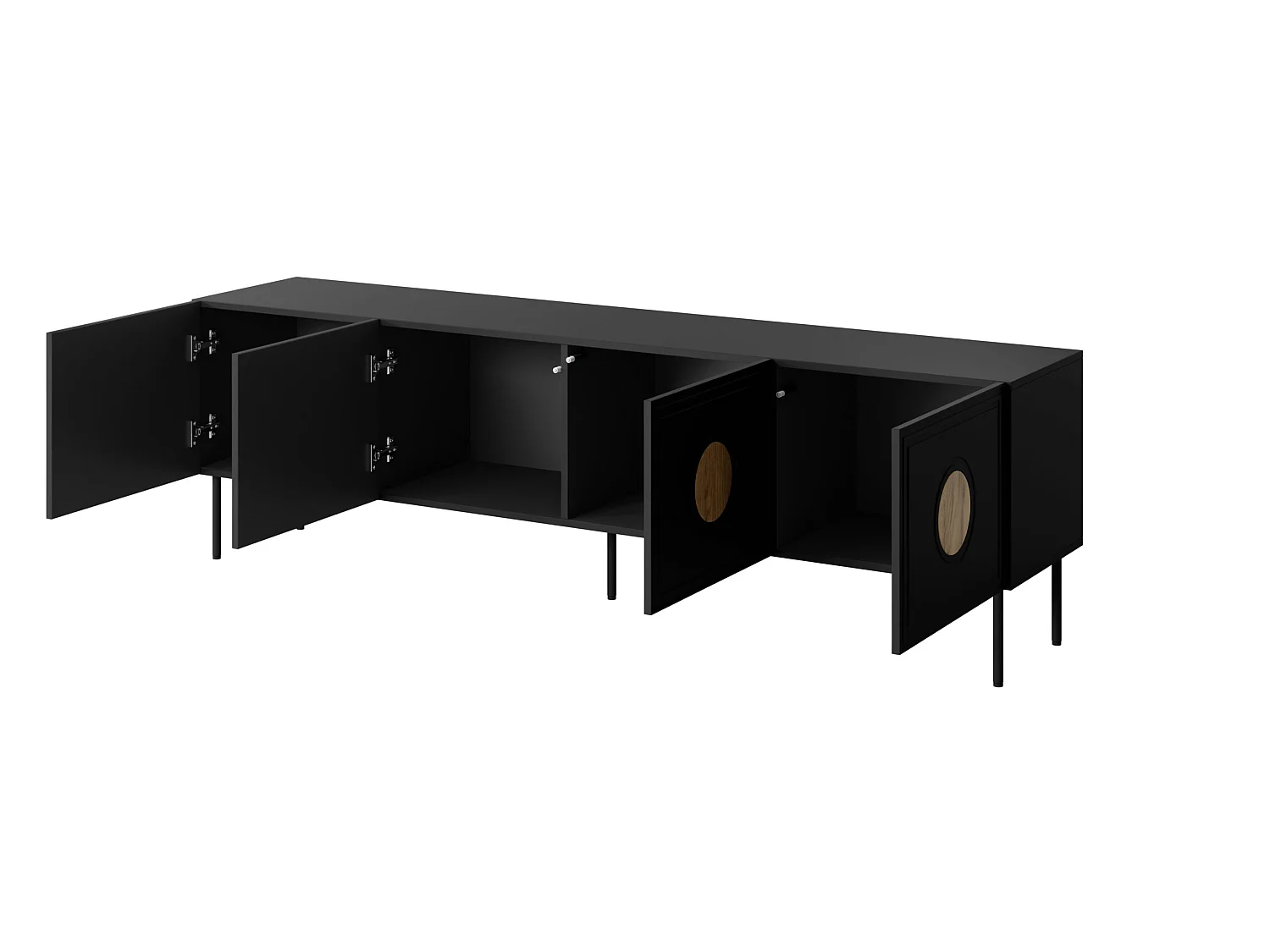 Mobile TV PALACE 200 cm 4D nero opaco / quercia craft