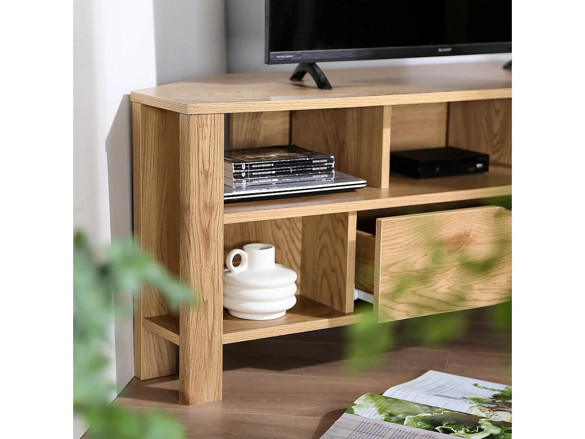 Hoek-TV-meubel 1 Lade Eiken Decor - L120 cm