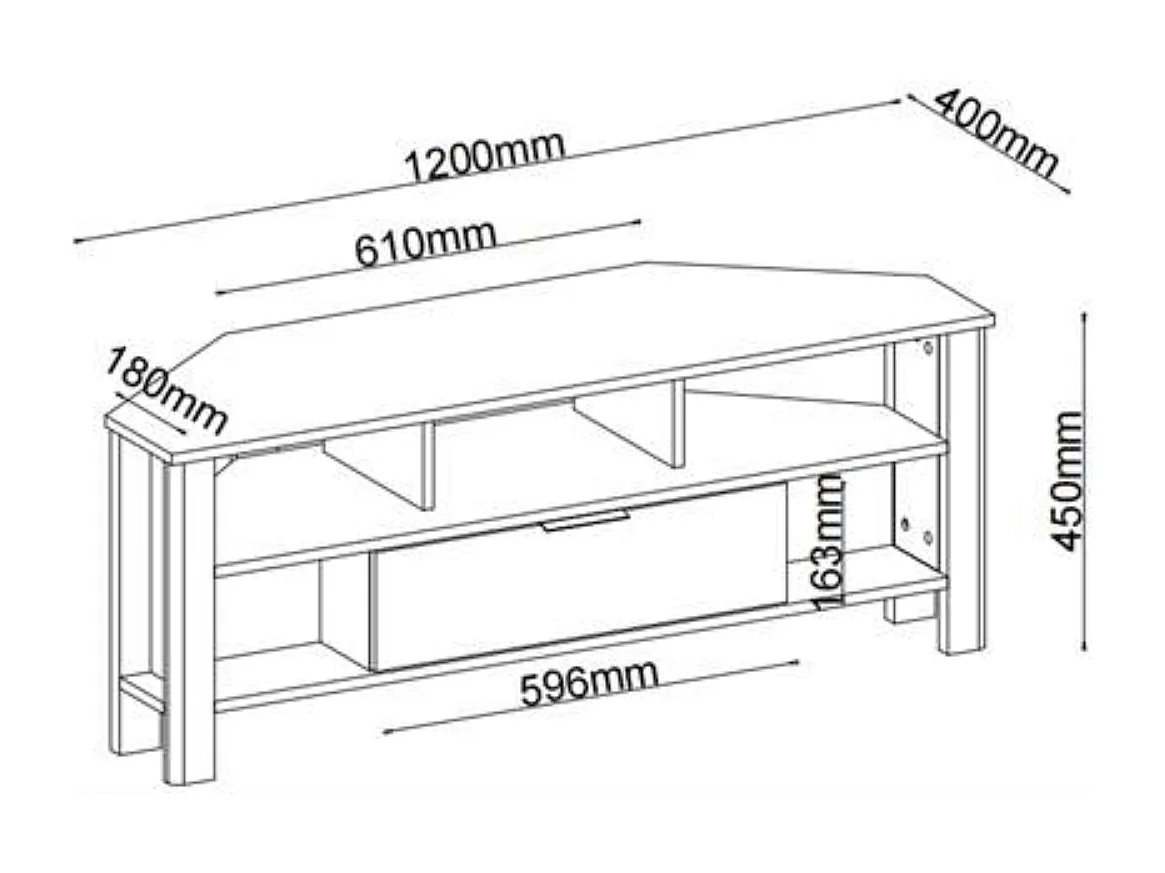 Hoek-TV-meubel 1 Lade Eiken Decor - L120 cm
