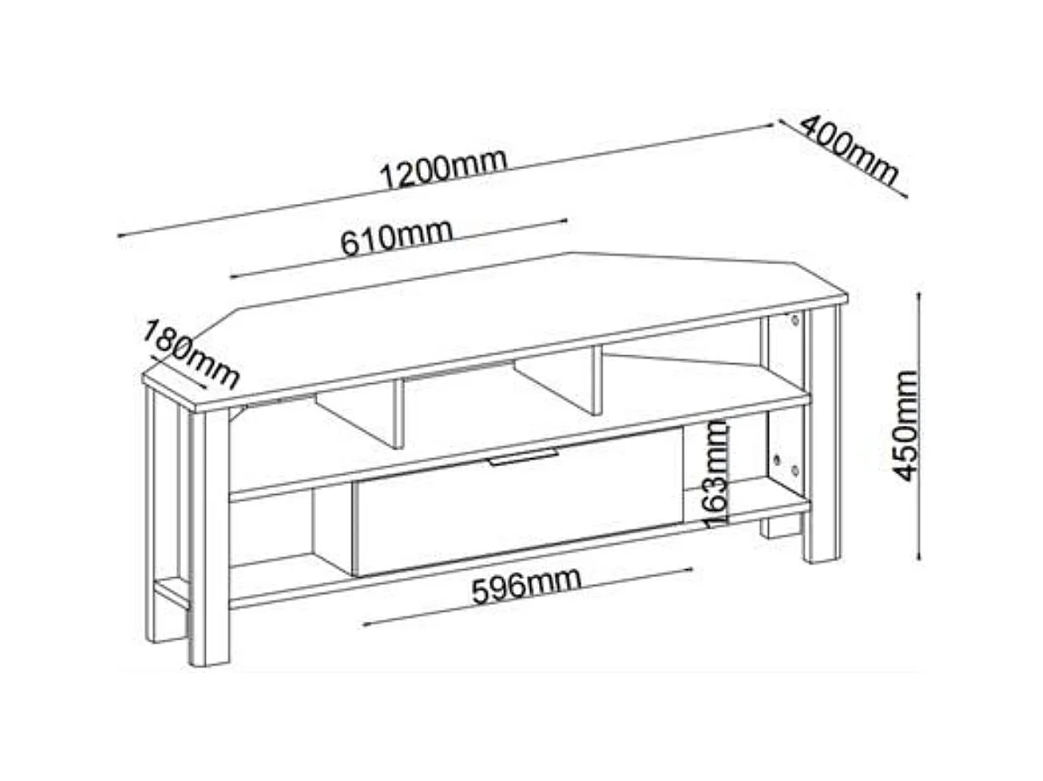 Meuble TV d'Angle 1 Tiroir Décor Chêne - L120 cm