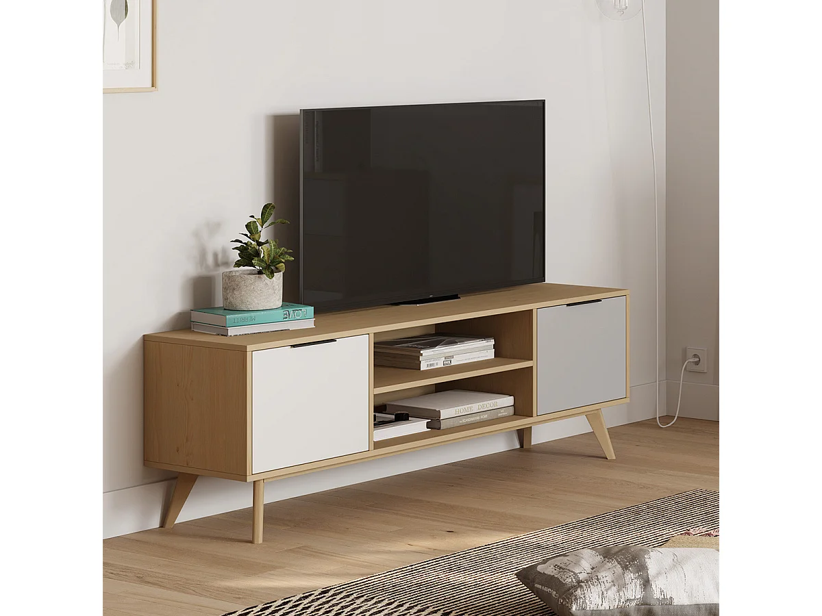 Tv-meubel Elfa - 140x40x53cm - Grijs