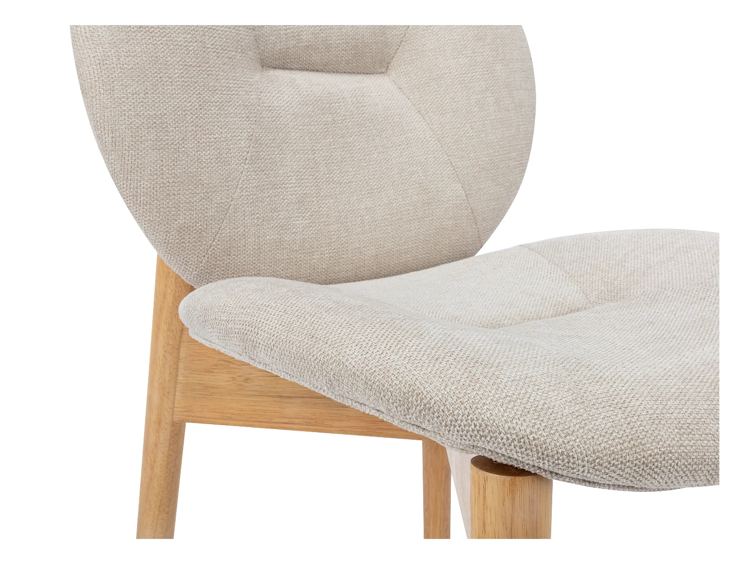 Lot de 2 chaises en tissu et bois d'hévéa - Beige - ISADIO