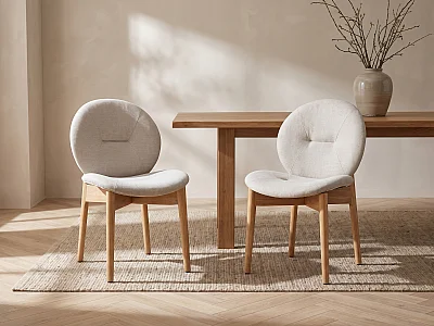 Lot de 2 chaises en tissu et bois d'hévéa - Beige - ISADIO