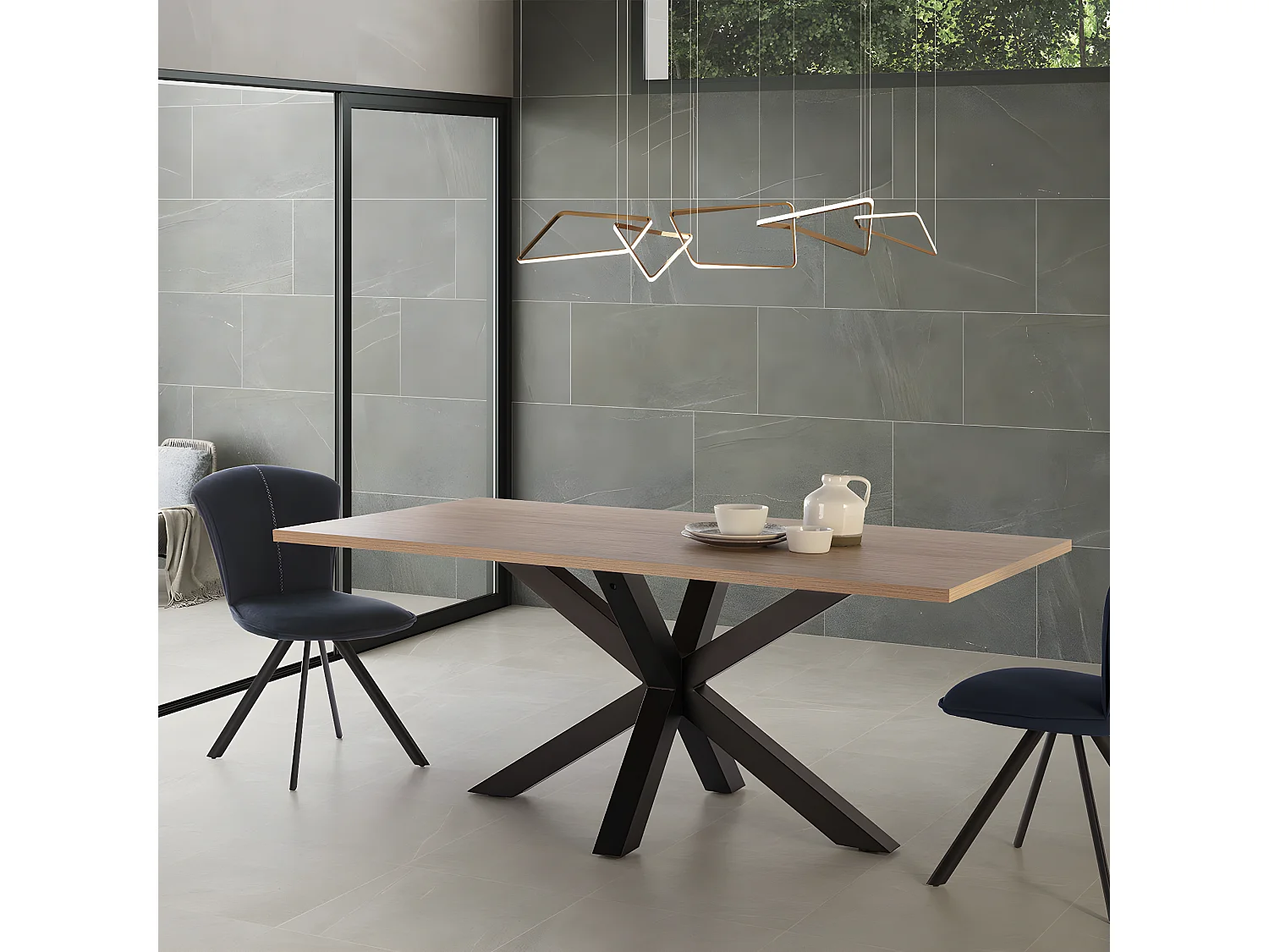 Table à manger rectangulaire effet bois naturel 180 cm - Clara