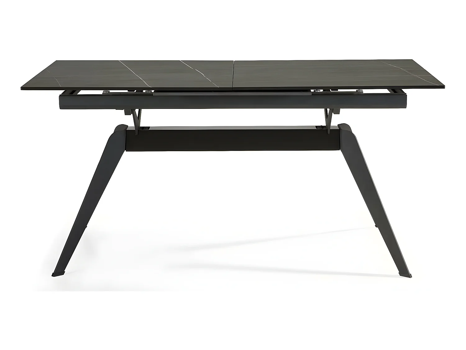 Table à manger rectangulaire extensible en céramique noir / doré 160/220 cm - Lally
