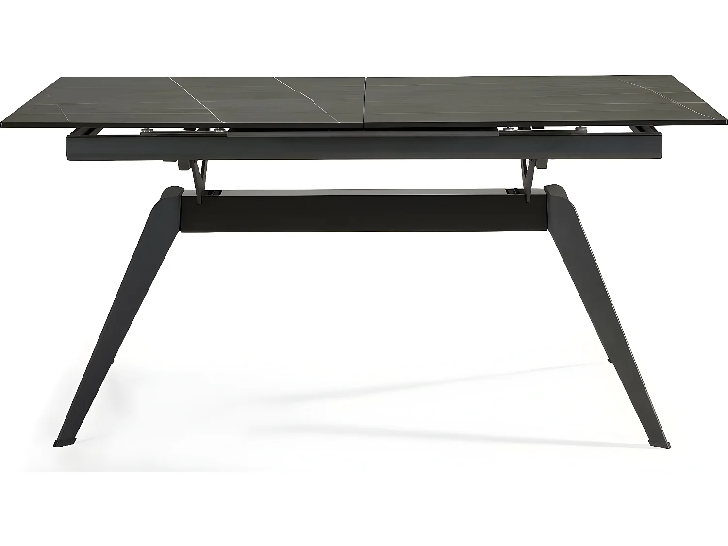 Table à manger rectangulaire extensible en céramique noir / doré 160/220 cm - Lally