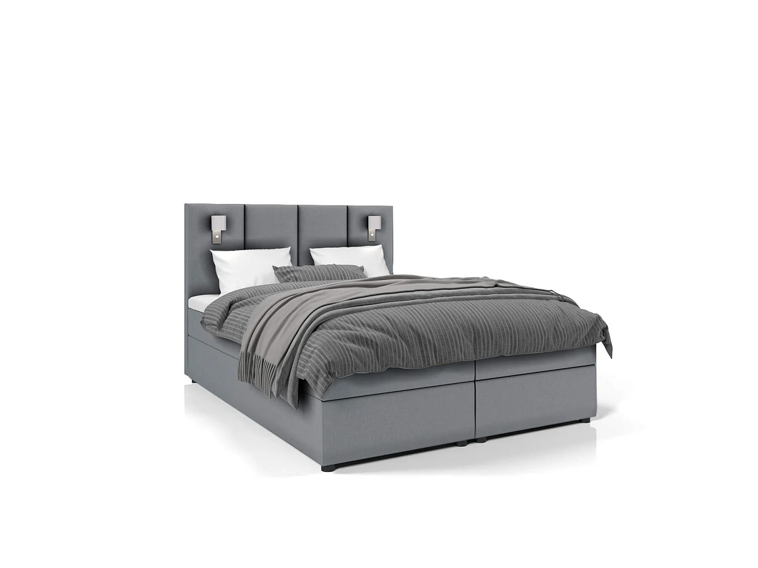 boxspring bed palma- 120x200cm - grijs stof- inclusief topper 4cm dik