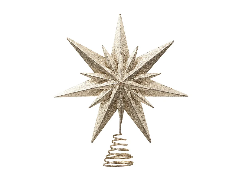 Déco Sapin de Noël Cimier Etoile double dorée pailletée