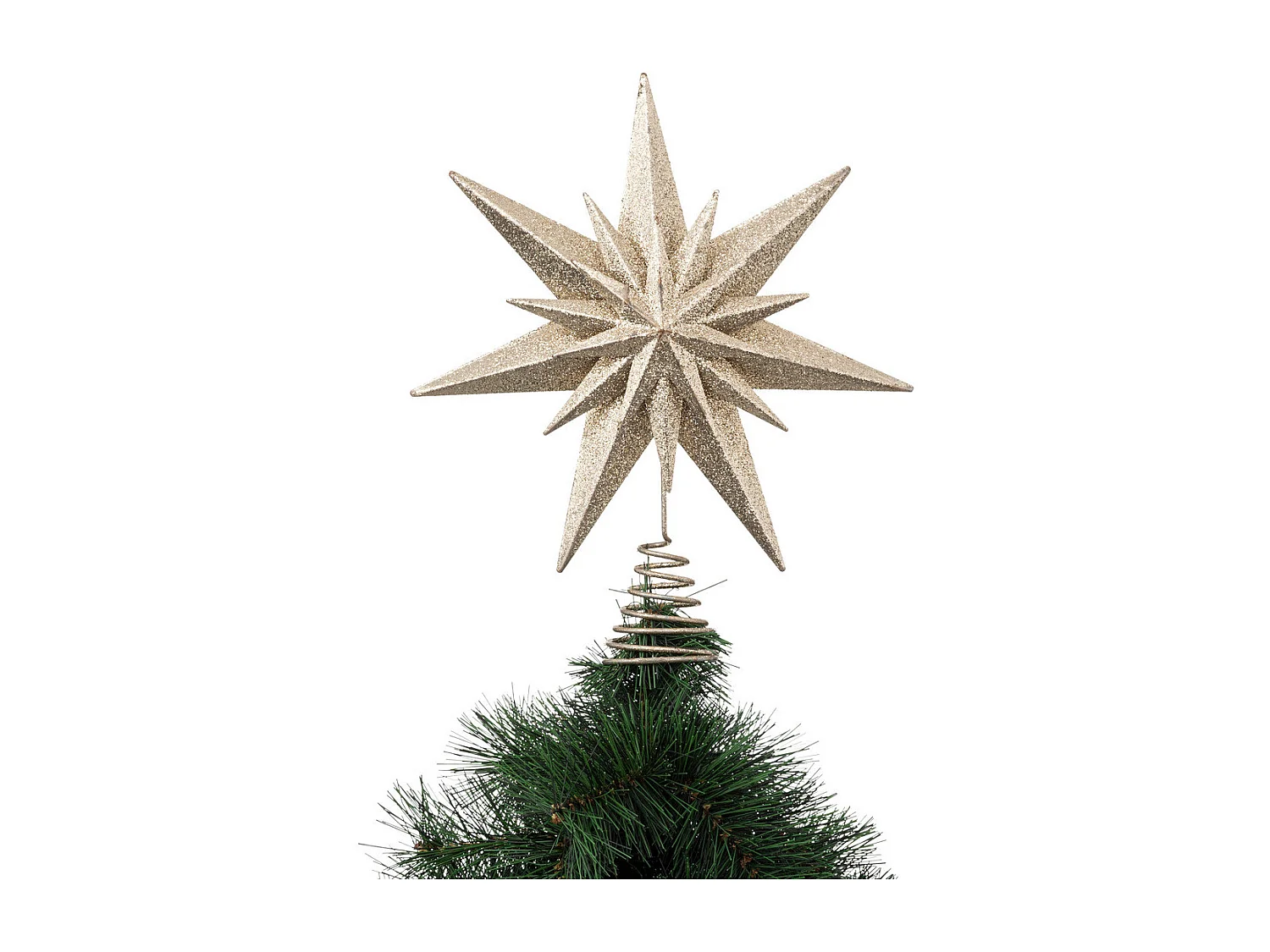 Déco Sapin de Noël Cimier Etoile double dorée pailletée