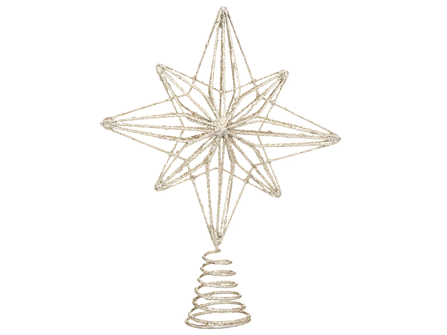 Déco Sapin de Noël Cimier Étoile polaire en métal Champagne pailleté