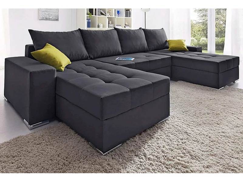 canapé d'angle josua - gris foncé