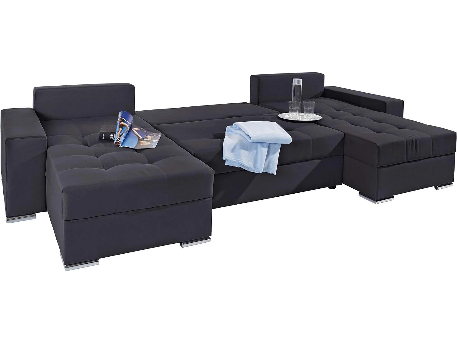 canapé d'angle josua - gris foncé