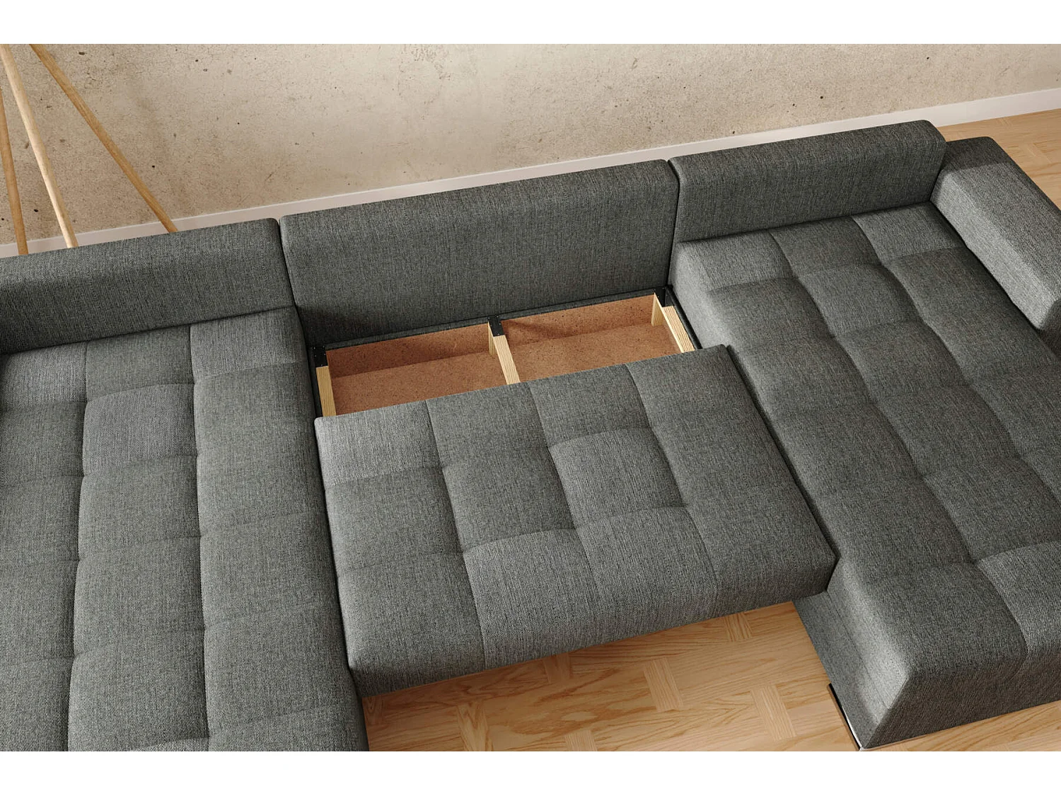 canapé d'angle josua - gris foncé