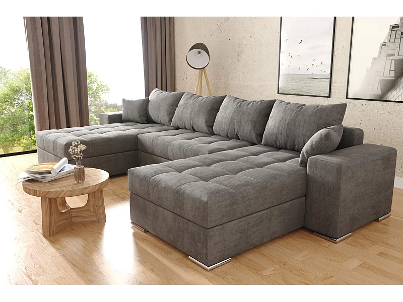 canapé d'angle josua u avec pouf - structure velours