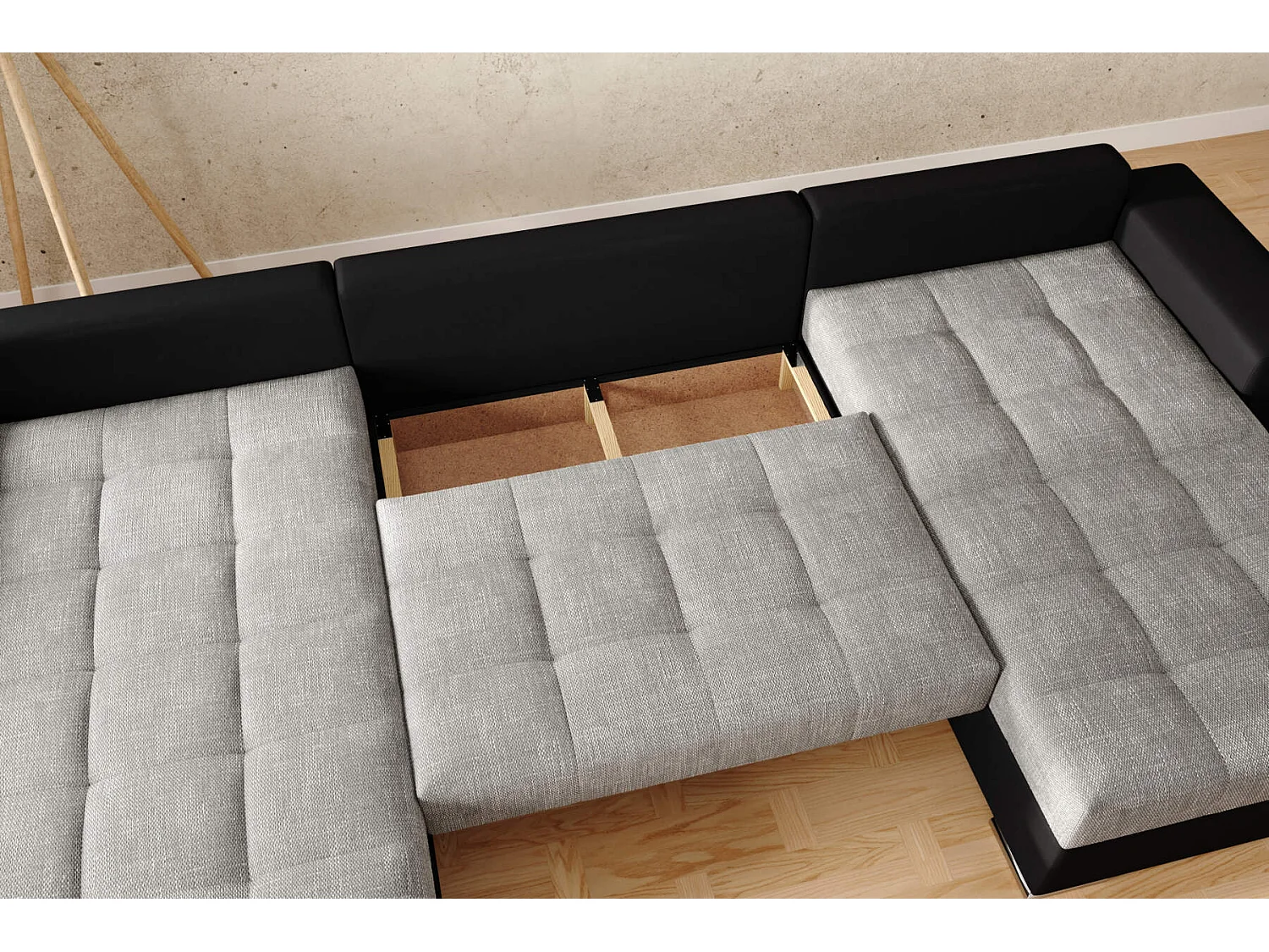 canapé d'angle Joshua U - noir + gris