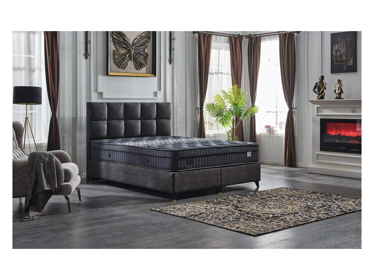 boxspring bed olimpos- 180x200cm- zonder matras- met opbergruimte- grijs