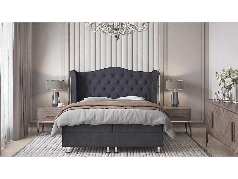 boxspring bed saturn- 120x200cm- velvet stof- inclusief topper 4cm dik