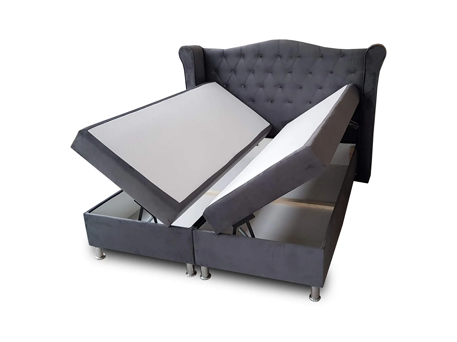 boxspring bed saturn- 120x200cm- velvet stof- inclusief topper 4cm dik